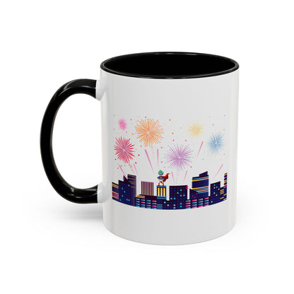 Accent Coffee Mug - Super kiddo with fireworks - [[{"value":"Wonderwear Kid"}]]
