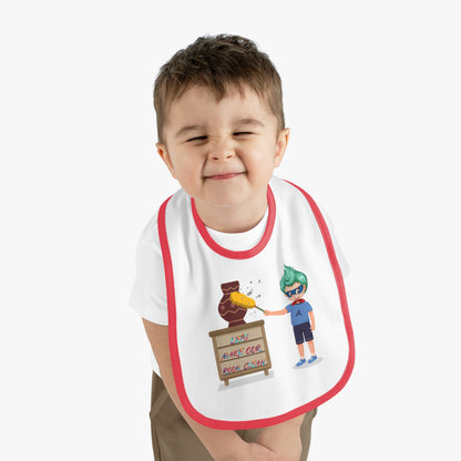 Baby Bib - Super kiddo cleaning a vase - [[{"value":"Wonderwear Kid"}]]