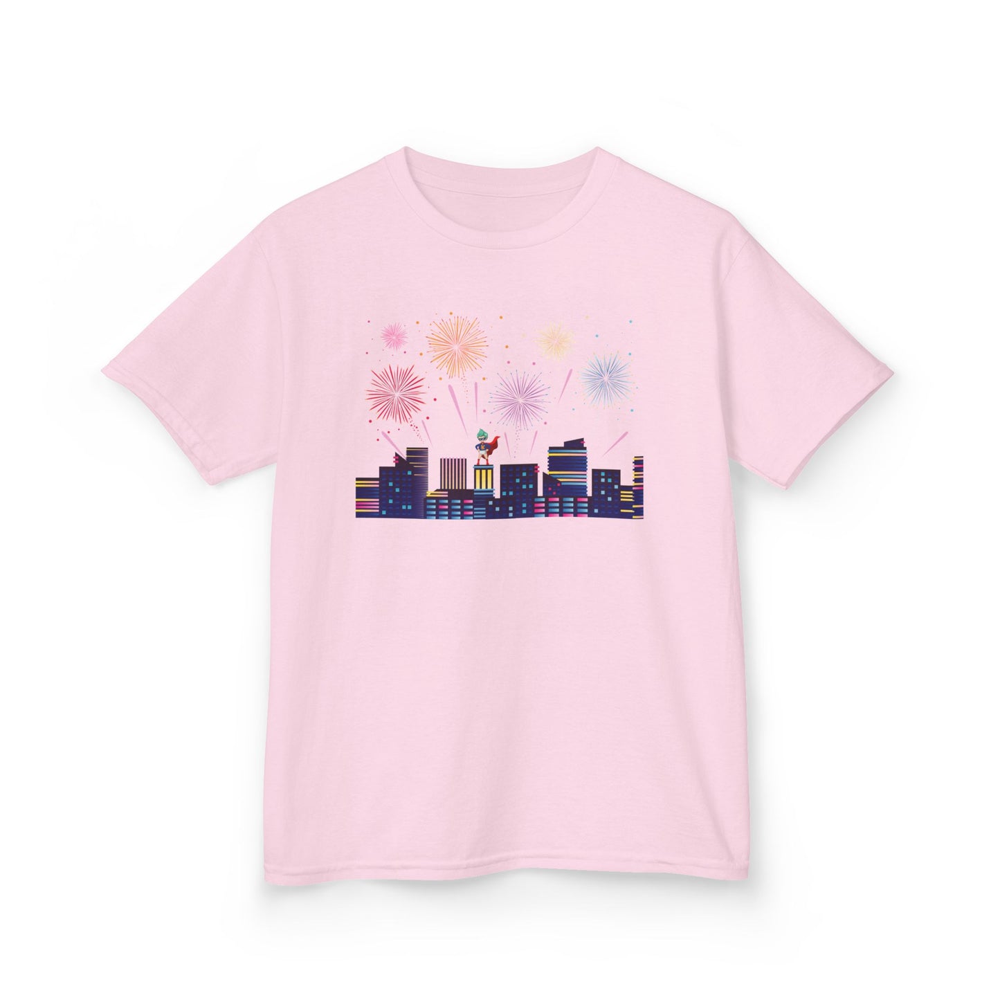 Kids Heavy Cotton™ Tee - Super kiddo with fireworks - [[{"value":"Wonderwear Kid"}]]