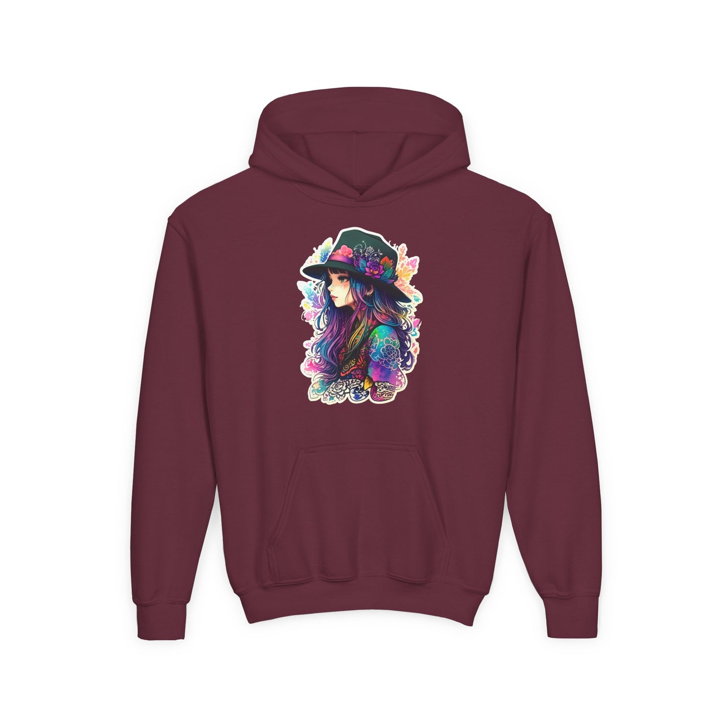 Youth Heavy Blend Hooded Sweatshirt - Beautiful Bohemian Floral