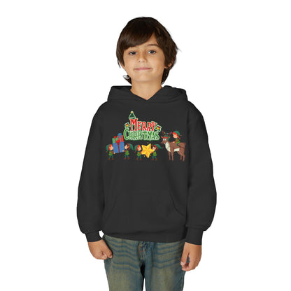 Youth Heavy Blend Hooded Sweatshirt - Merry christmas and reindeer - [[{"value":"Wonderwear Kid"}]]