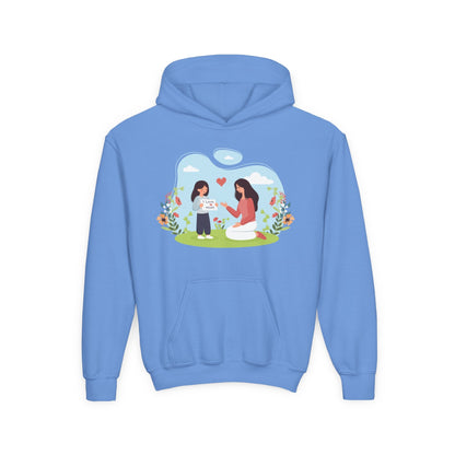 Youth Heavy Blend Hooded Sweatshirt -  Mother and daughter love Printify