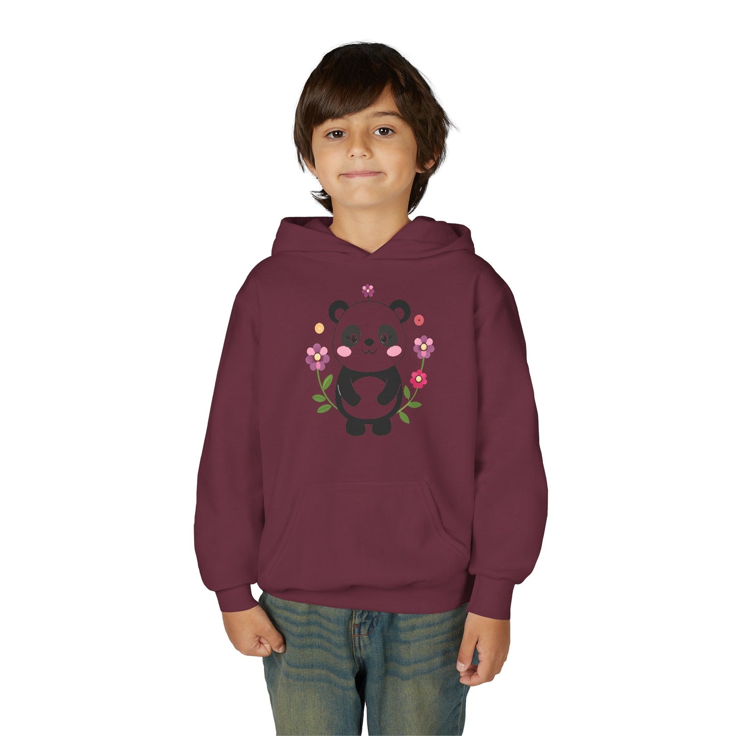 Youth Heavy Blend Hooded Sweatshirt - Charming panda