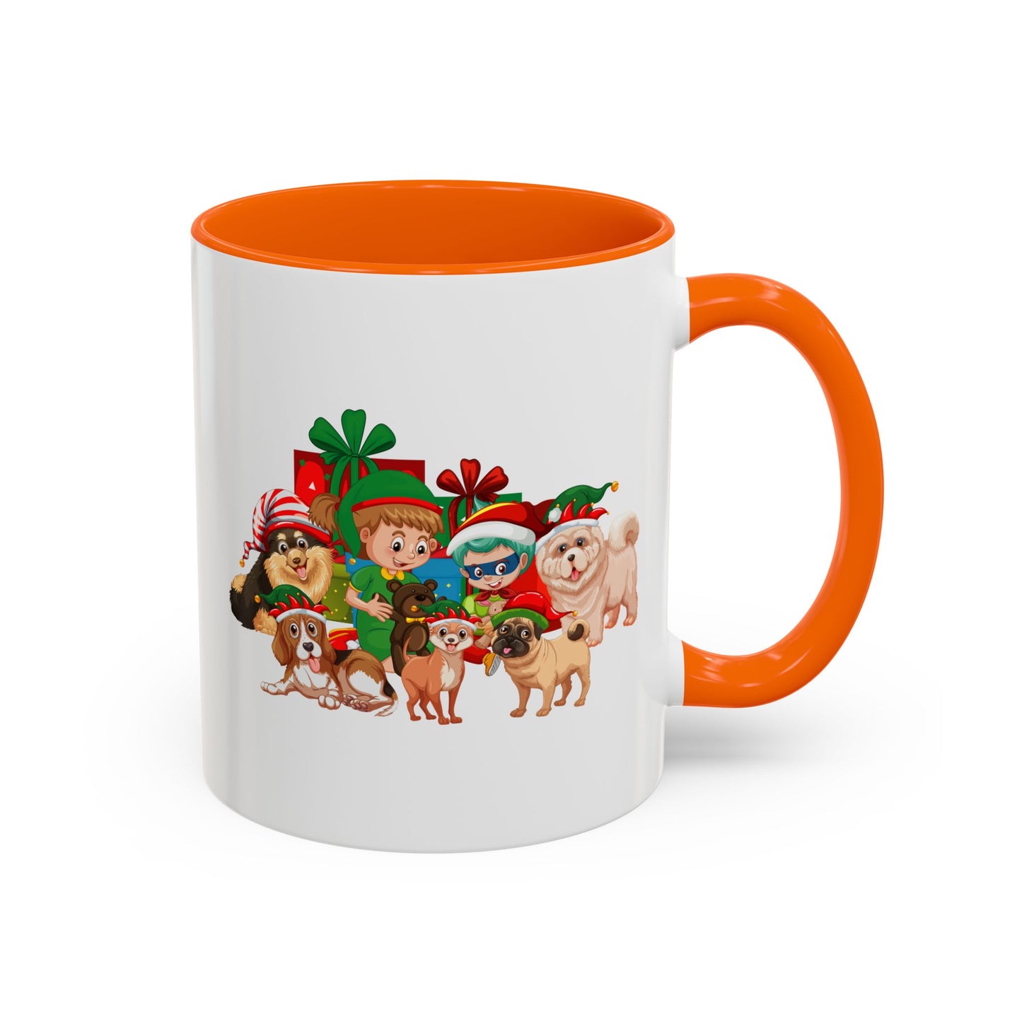 Accent Coffee Mug - Christmas with super kiddo pet friends without text