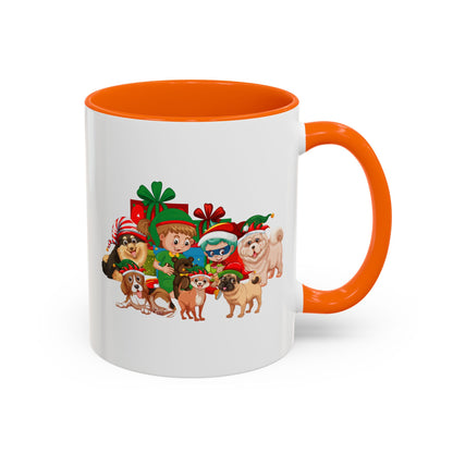 Accent Coffee Mug - Christmas with super kiddo pet friends without text - [[{"value":"Wonderwear Kid"}]]