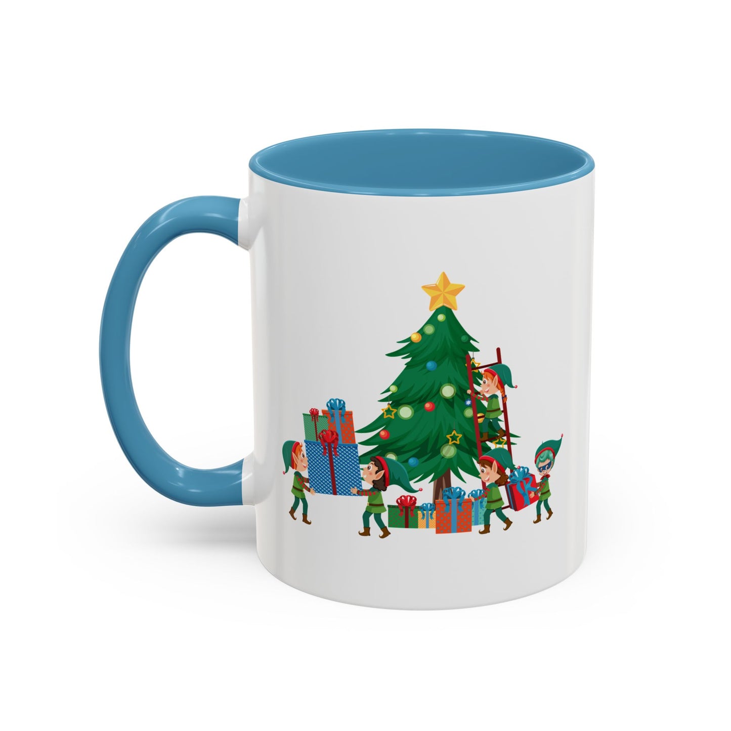 Accent Coffee Mug - Super kiddo putting gifts on christmas tree