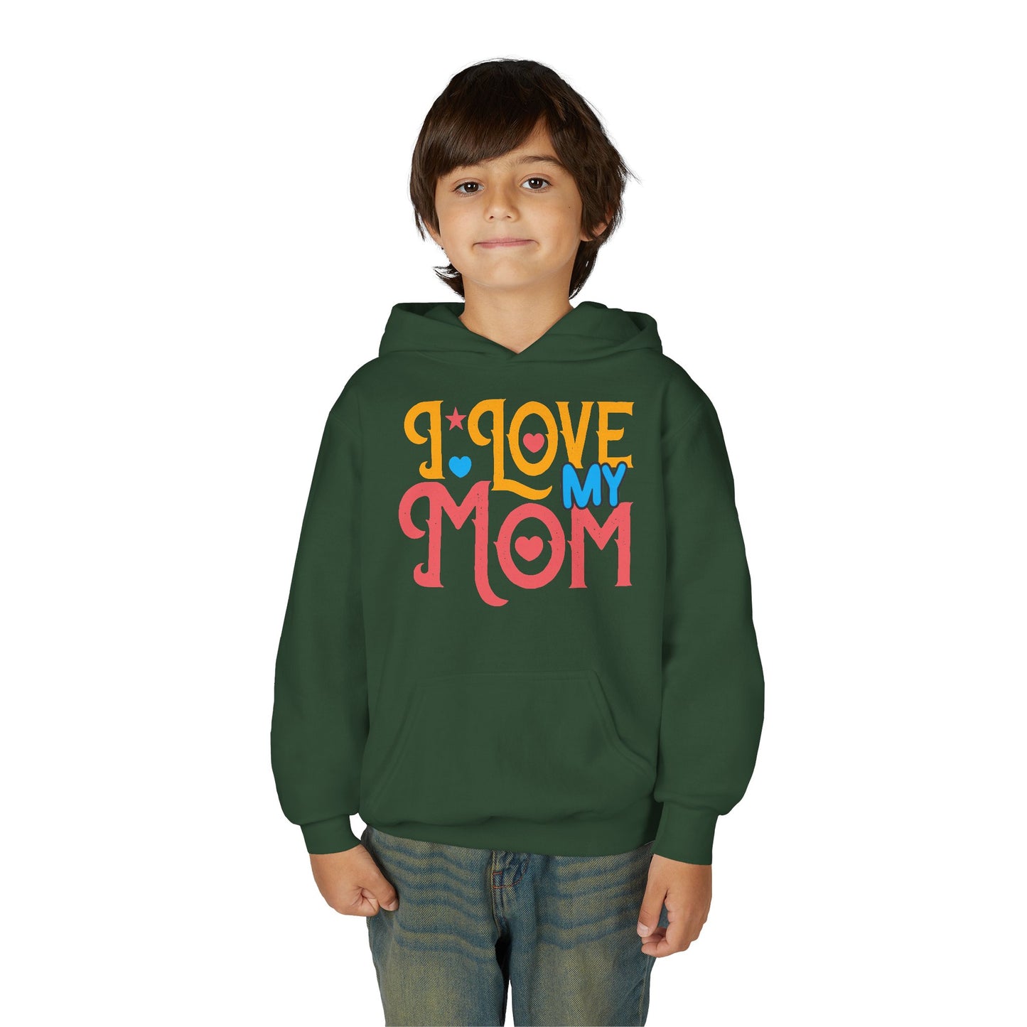 Youth Heavy Blend Hooded Sweatshirt -  I love my Mommy