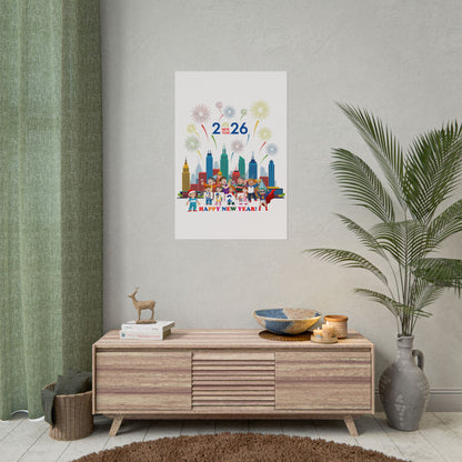 Rolled Posters - Happy new year with fireworks - [[{"value":"Wonderwear Kid"}]]