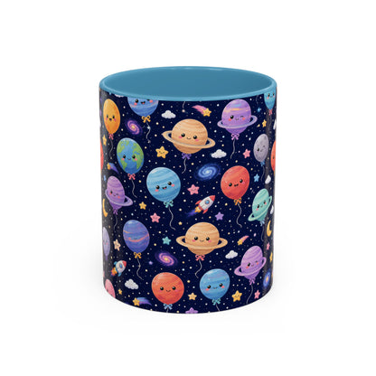 Accent Coffee Mug (11/15 oz) - Kawaii Space Balloon Planet