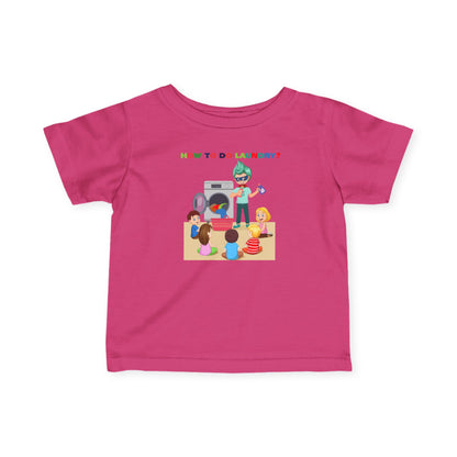 Infant Fine Jersey Tee - super kiddo teaching laundry - [[{"value":"Wonderwear Kid"}]]