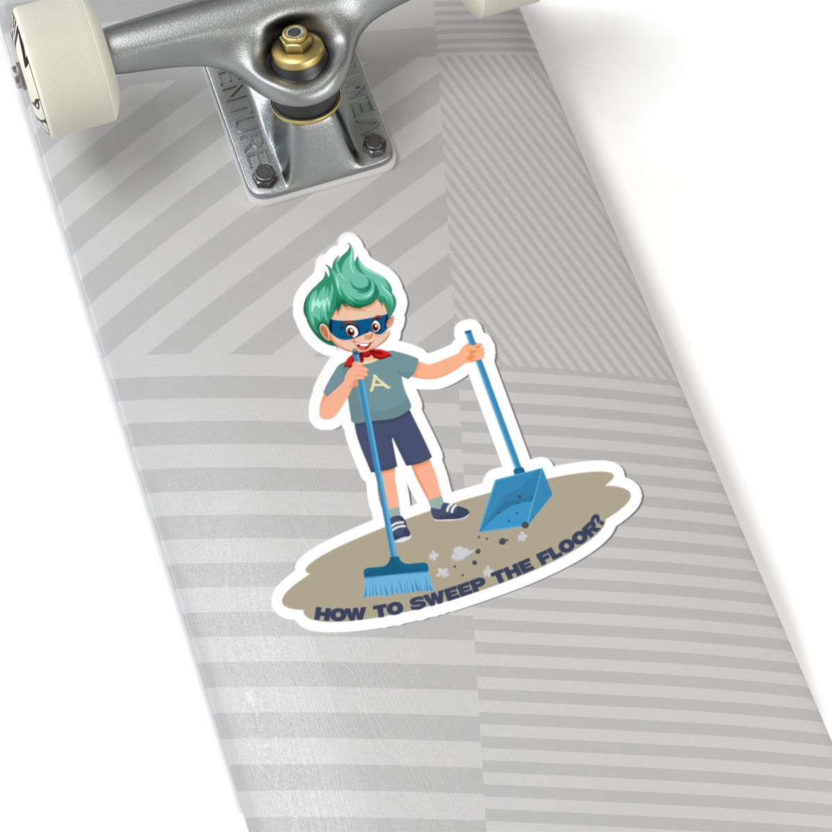 Kiss-Cut Stickers - Super kiddo sweeping floor - [[{"value":"Wonderwear Kid"}]]