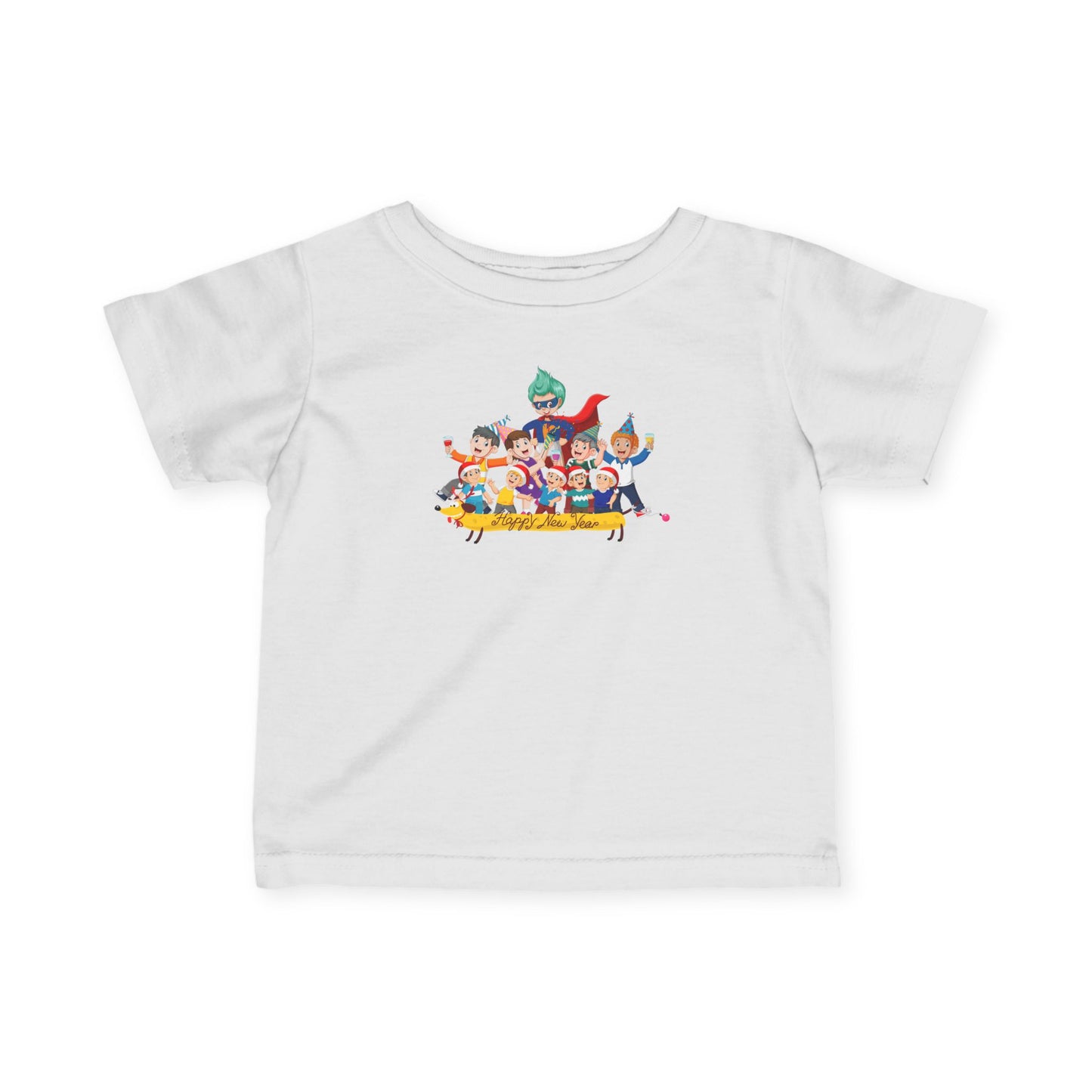 Infant Fine Jersey Tee - Happy new year with friends - [[{"value":"Wonderwear Kid"}]]