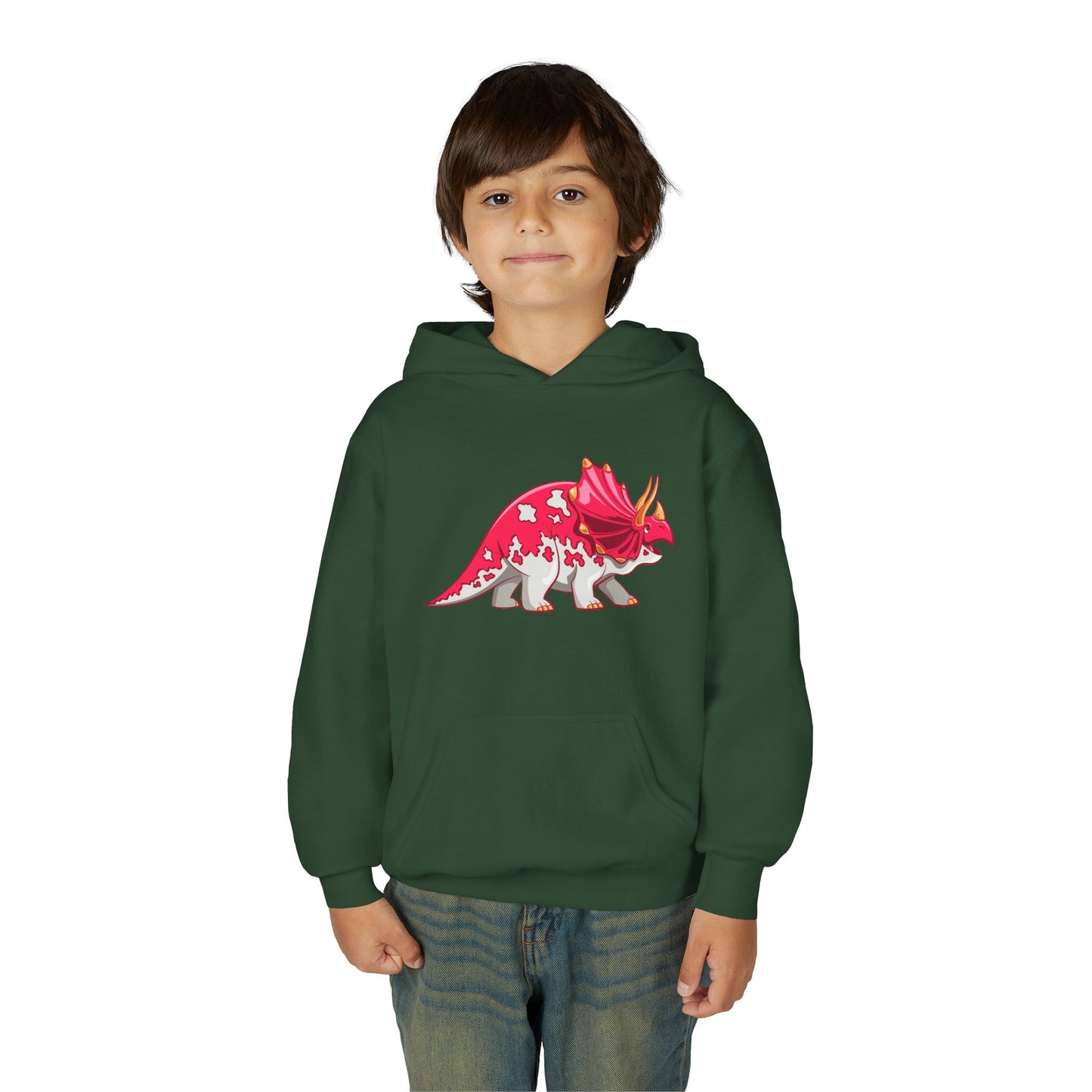 Youth Heavy Blend Hooded Sweatshirt - Triceratops Dino