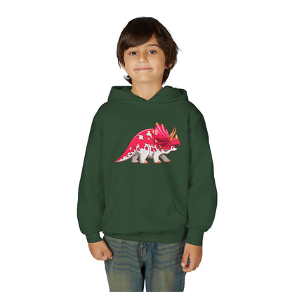 Youth hoodie with fun triceratops dinosaur design Printify