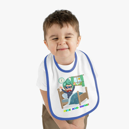 Baby Bib - Super kiddo teaches us to wake up early - [[{"value":"Wonderwear Kid"}]]