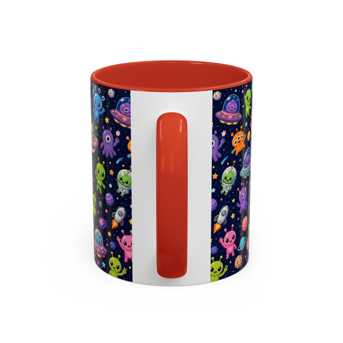 Accent Coffee Mug  (11/15 oz) - Cheerful Cartoon Alien Space