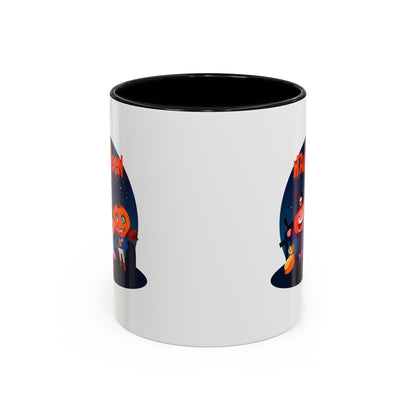 Accent Coffee Mug - Super kiddo wearing pumpkin - [[{"value":"Wonderwear Kid"}]]