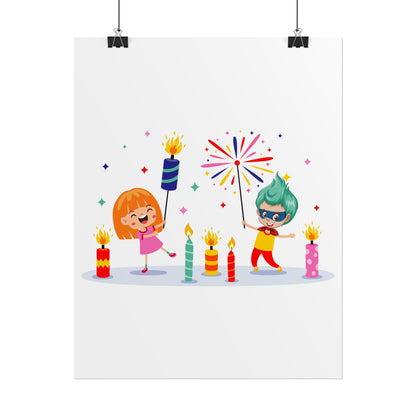 Rolled Posters - Super kiddo lighting fireworks - [[{"value":"Wonderwear Kid"}]]