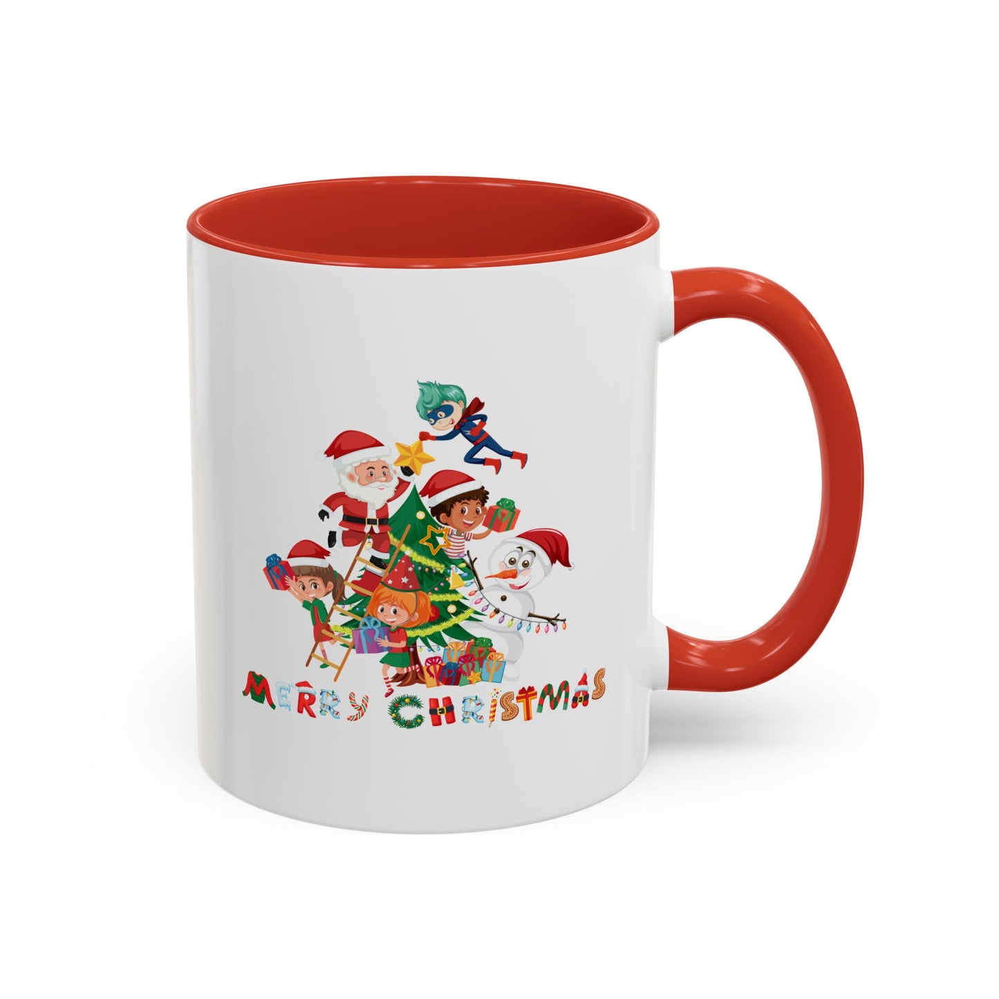 Accent Coffee Mug - Super kiddo making christmas tree with text