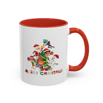 Accent Coffee Mug - Super kiddo making christmas tree with text - [[{"value":"Wonderwear Kid"}]]