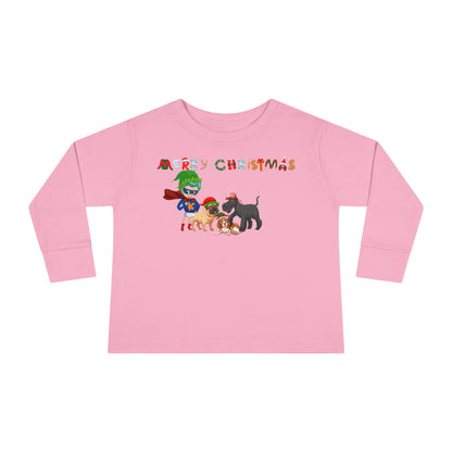 Toddler Long Sleeve Tee - Super kiddo woith pet friends - [[{"value":"Wonderwear Kid"}]]