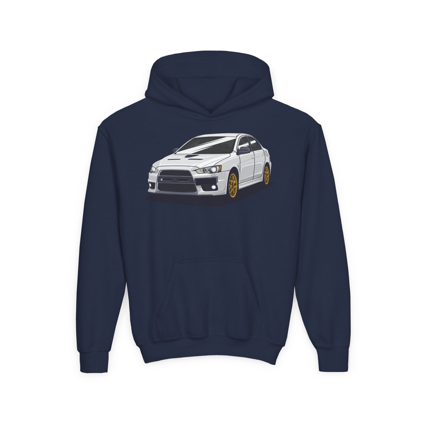 Youth Heavy Blend Hooded Sweatshirt - White car
