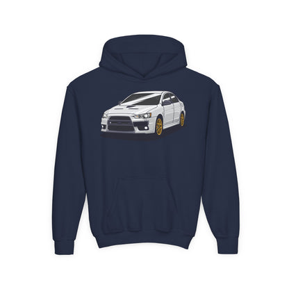 Youth Heavy Blend Hooded Sweatshirt - White car Printify