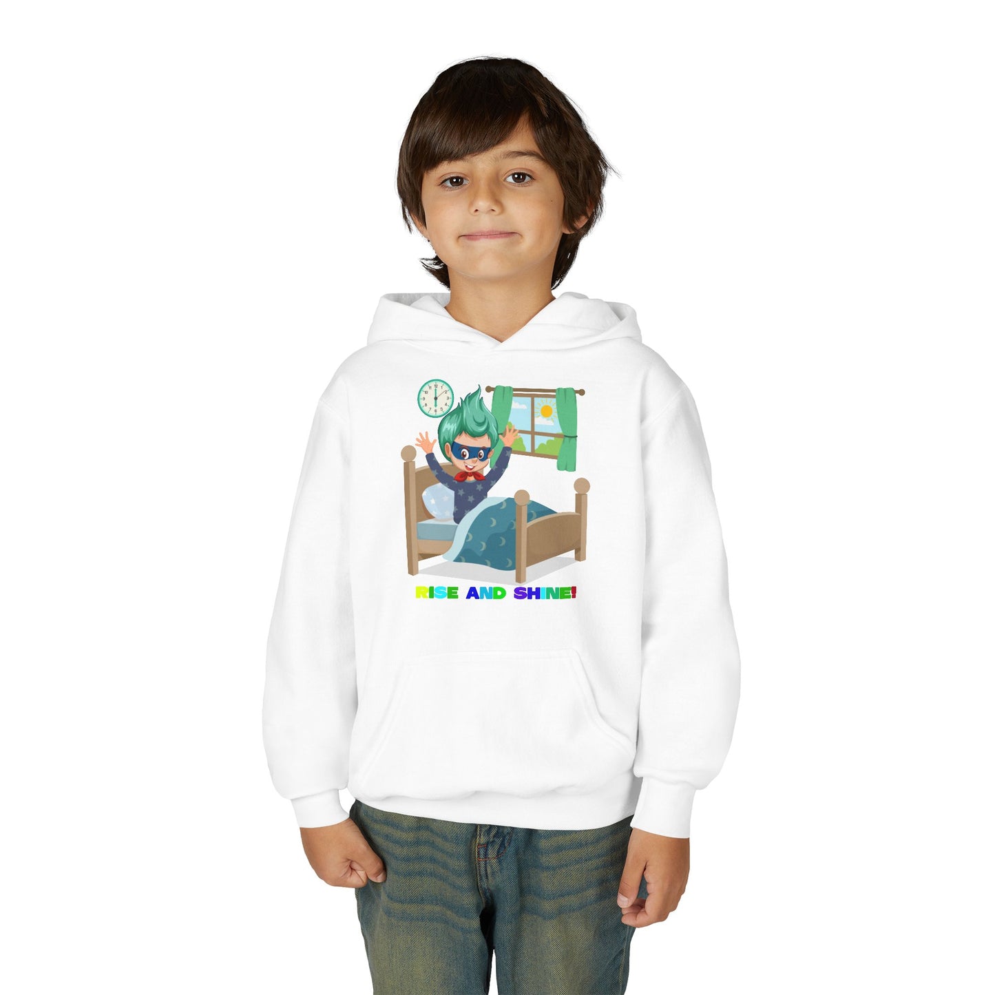 Youth Heavy Blend Hooded Sweatshirt - Super kiddo teaches us to wake up early