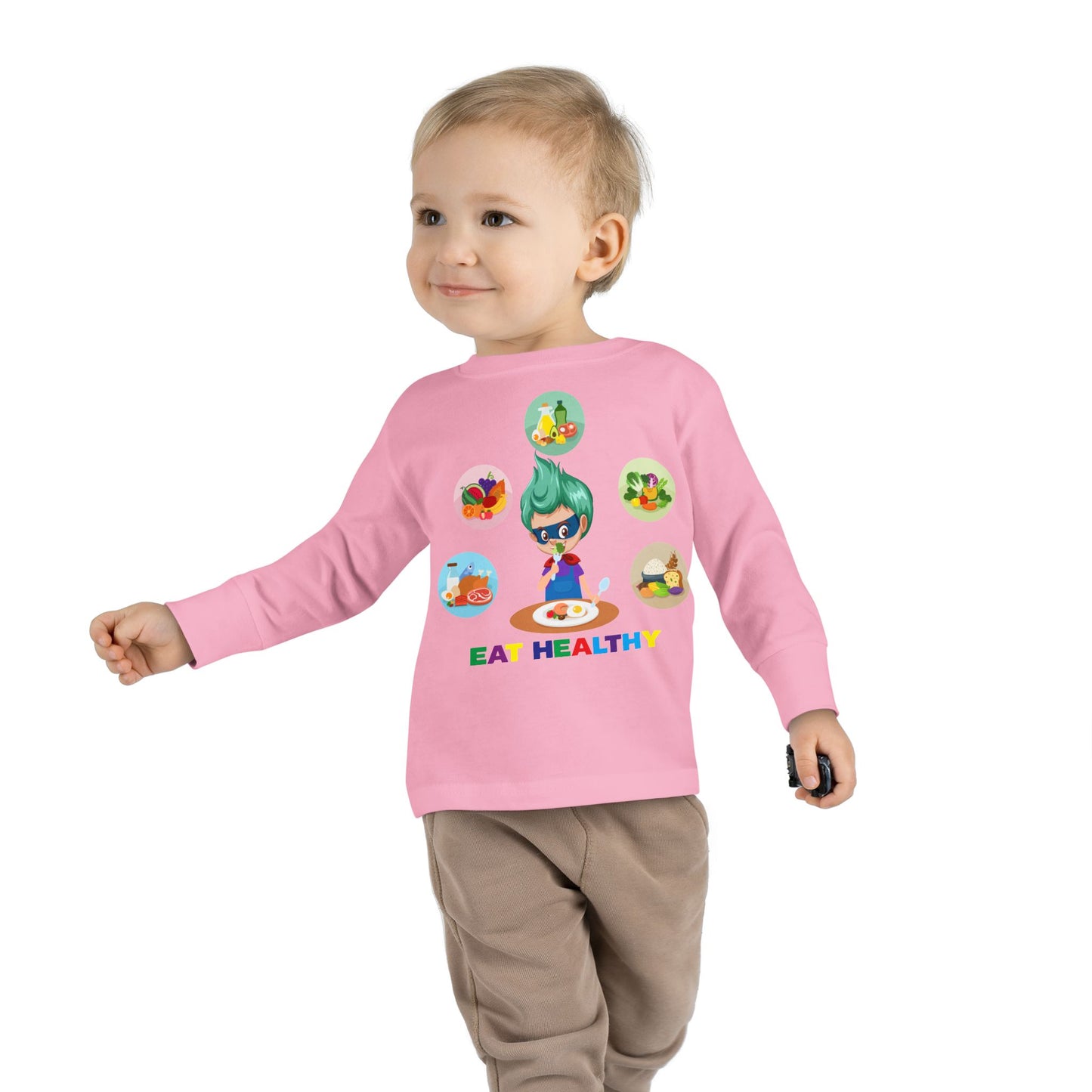 Toddler Long Sleeve Tee - Supper kiddo showing healthy food to eat - [[{"value":"Wonderwear Kid"}]]