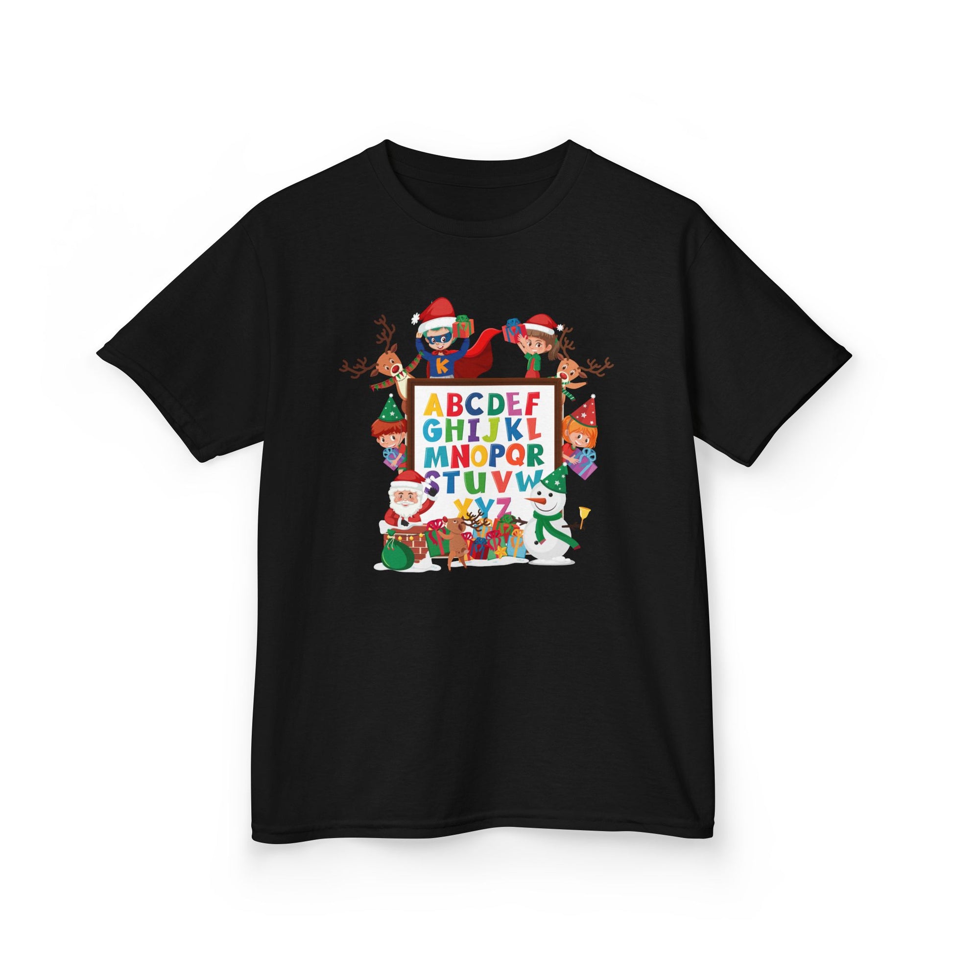 Kids Heavy Cotton™ Tee - Christmas alphabet with super kiddo - [[{"value":"Wonderwear Kid"}]]