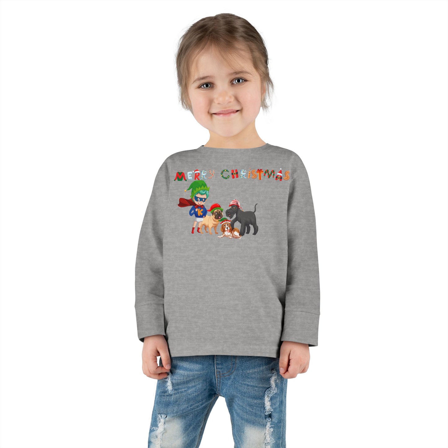 Toddler Long Sleeve Tee - Super kiddo woith pet friends - [[{"value":"Wonderwear Kid"}]]