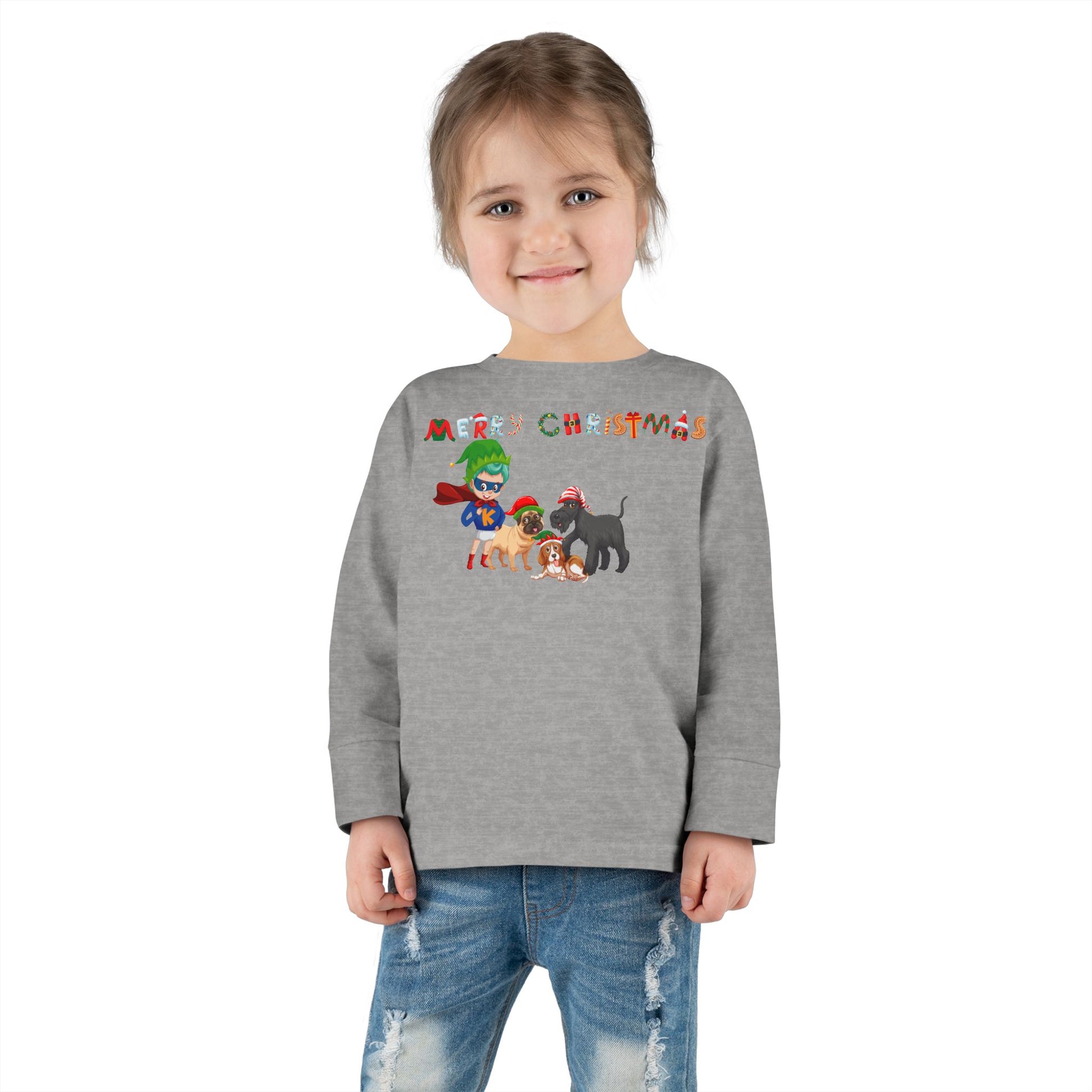 Toddler Long Sleeve Tee - Super kiddo woith pet friends - [[{"value":"Wonderwear Kid"}]]