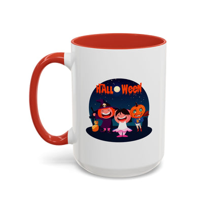Accent Coffee Mug - Super kiddo wearing pumpkin - [[{"value":"Wonderwear Kid"}]]