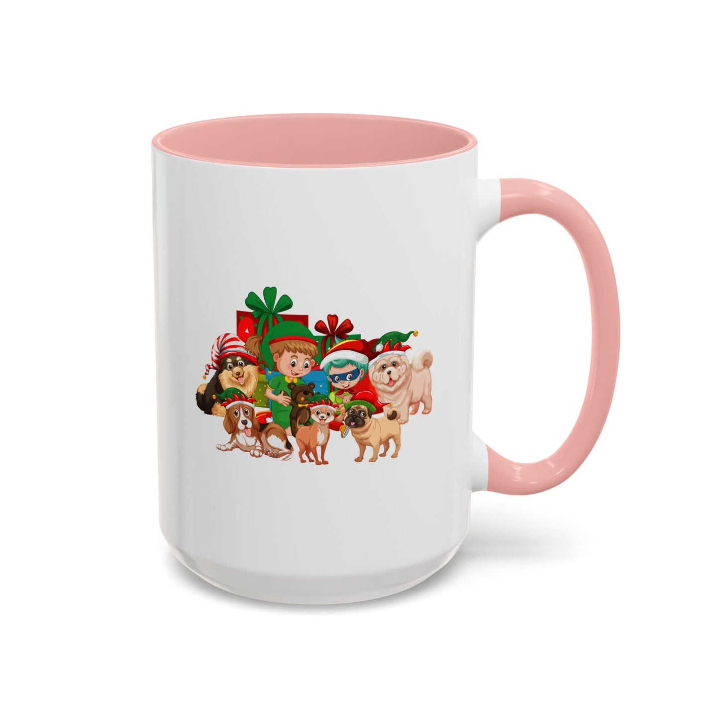 Accent Coffee Mug - Christmas with super kiddo pet friends without text