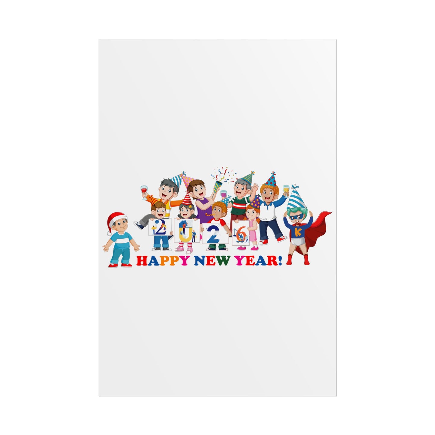 Rolled Posters - Happy new year from super kiddo - [[{"value":"Wonderwear Kid"}]]