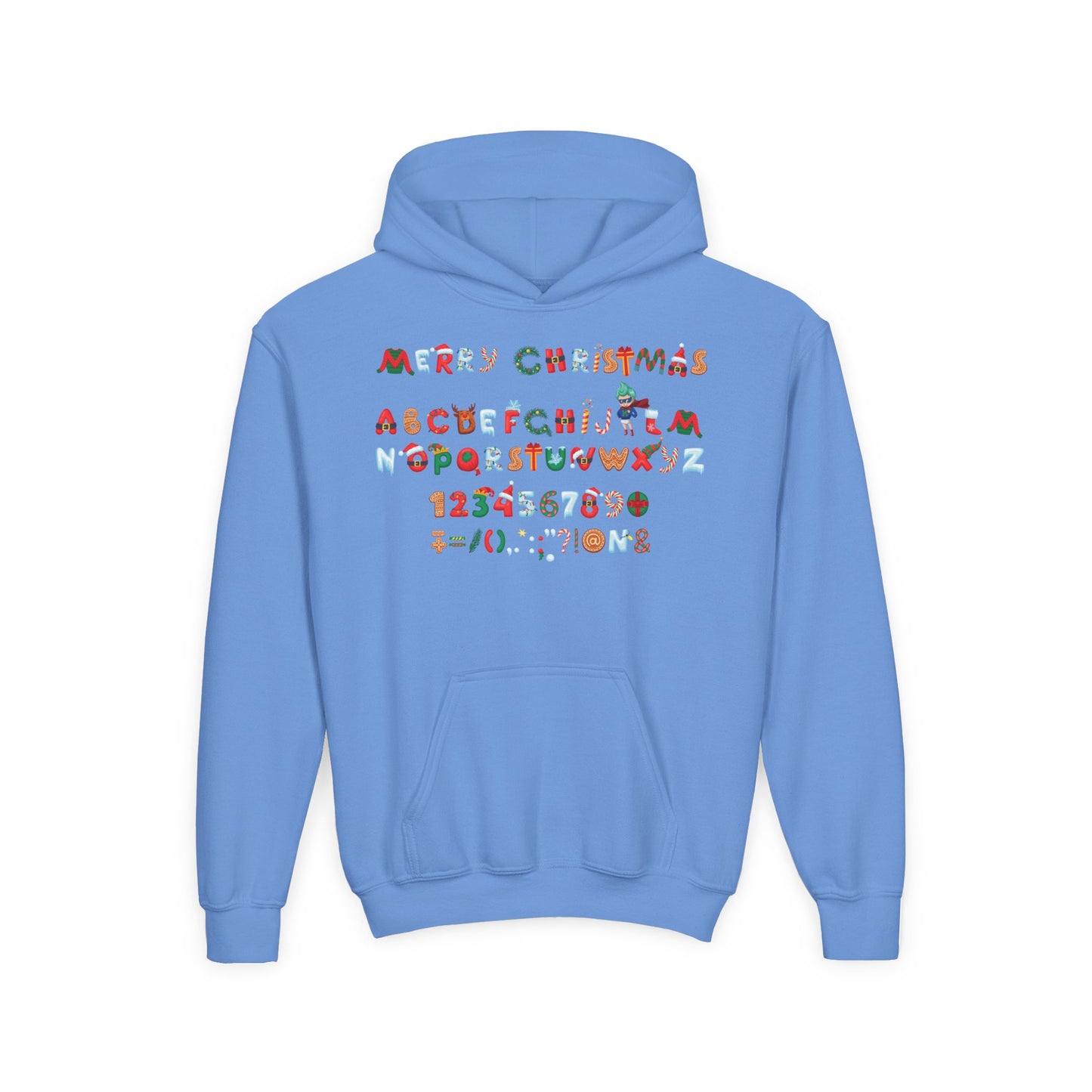Youth Heavy Blend Hooded Sweatshirt - Christmas alphabet