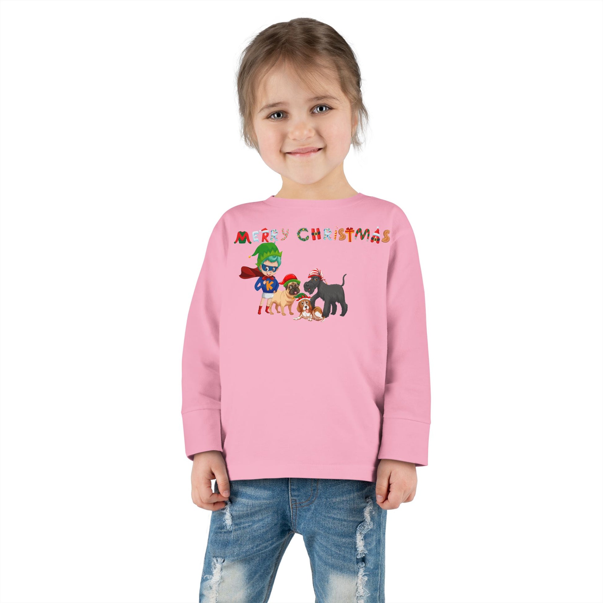 Toddler Long Sleeve Tee - Super kiddo woith pet friends - [[{"value":"Wonderwear Kid"}]]