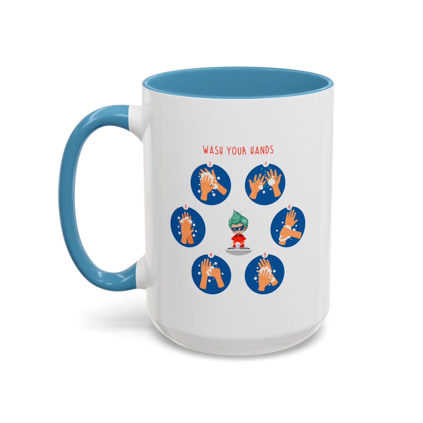 Accent Coffee Mug - Super kiddo teaching how to wash hands