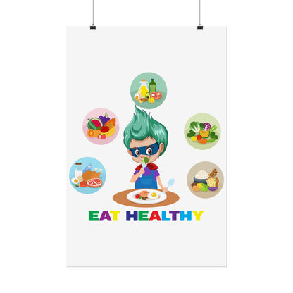 Rolled Posters - Supper kiddo showing healthy food to eat - [[{"value":"Wonderwear Kid"}]]