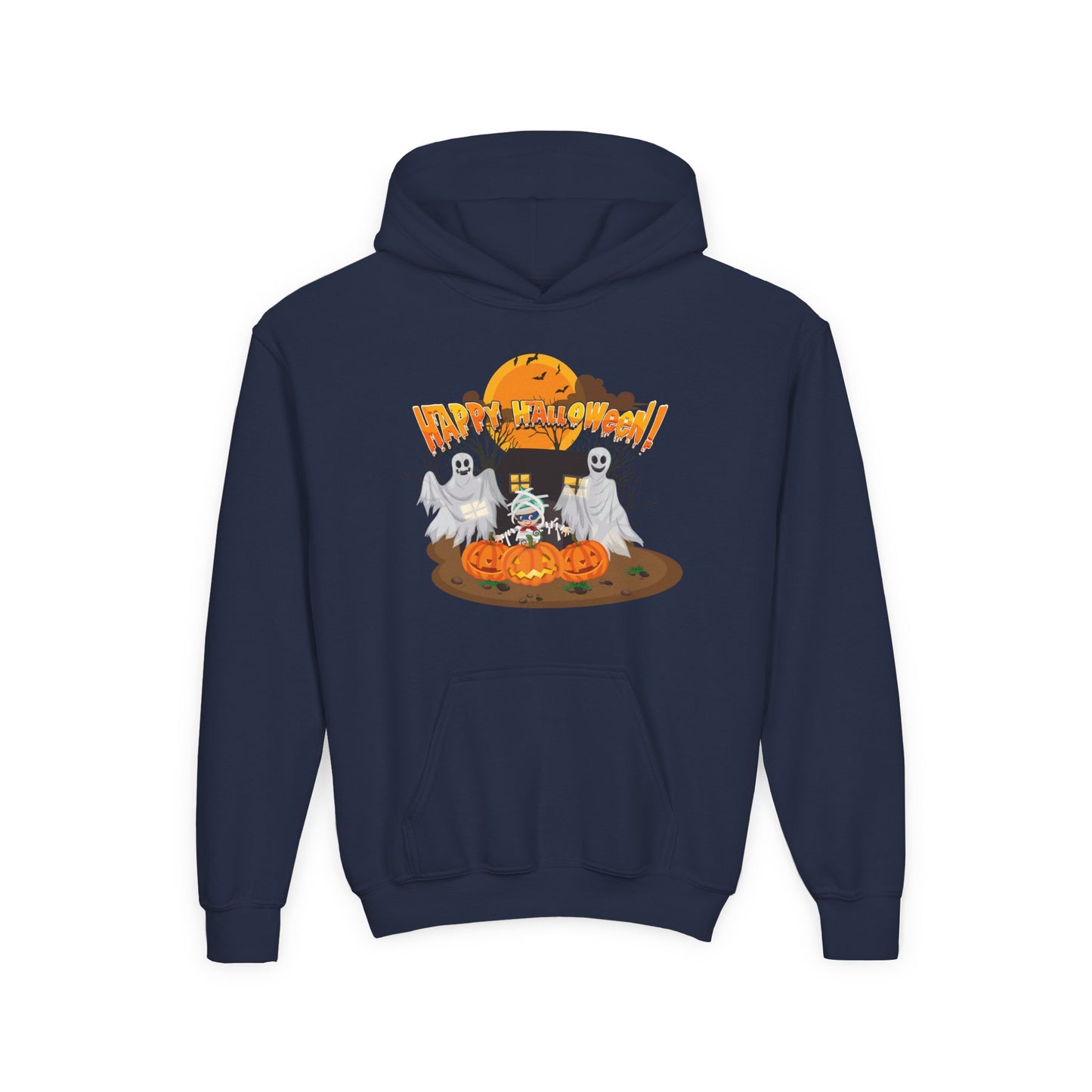 Youth Heavy Blend Hooded Sweatshirt - Super kiddo with ghost