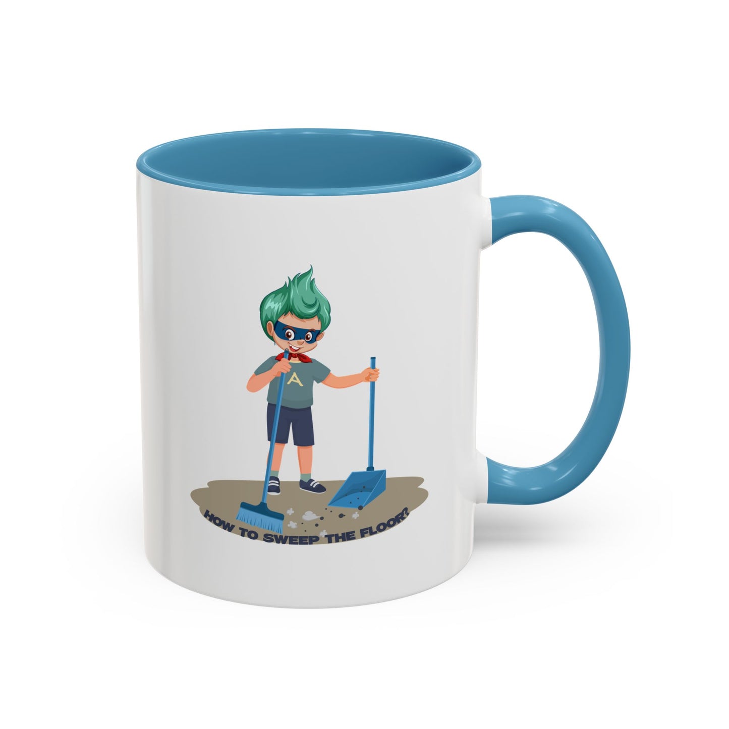 Accent Coffee Mug - Super kiddo sweeping floor