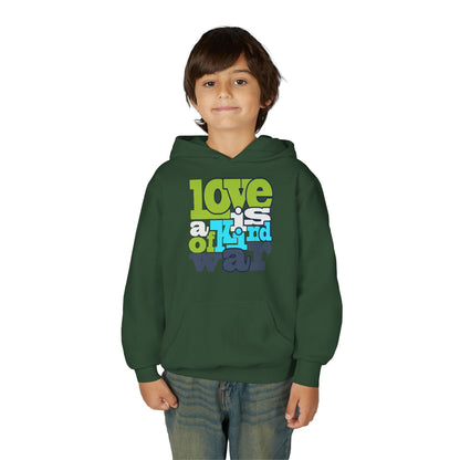Youth Heavy Blend Hooded Sweatshirt - Love is Kind of War Printify
