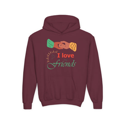 Youth Heavy Blend Hooded Sweatshirt - I love my friends Printify
