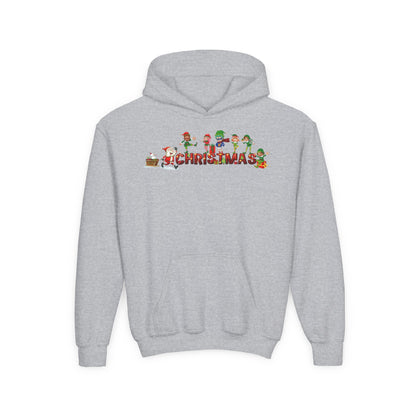 Youth Heavy Blend Hooded Sweatshirt - Christmas with santa claus and friends - [[{"value":"Wonderwear Kid"}]]