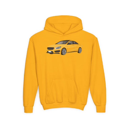 Youth Heavy Blend Hooded Sweatshirt - Yellow car Printify