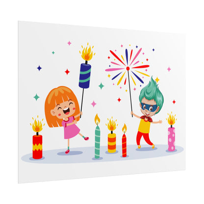 Rolled Posters - Super kiddo lighting fireworks - [[{"value":"Wonderwear Kid"}]]