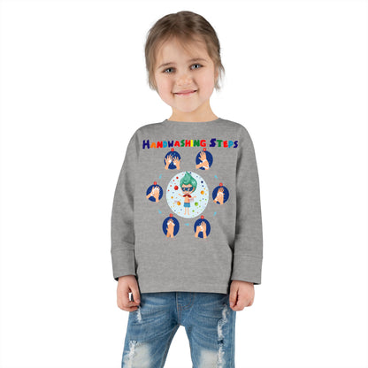Toddler Long Sleeve Tee - Super kiddo how to wash hand properly - [[{"value":"Wonderwear Kid"}]]