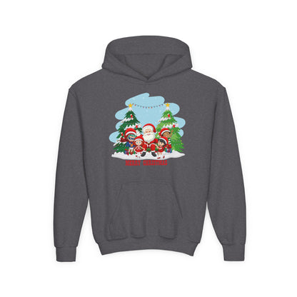 Youth Heavy Blend Hooded Sweatshirt - Super kiddo with santa claus Merry christmas - [[{"value":"Wonderwear Kid"}]]