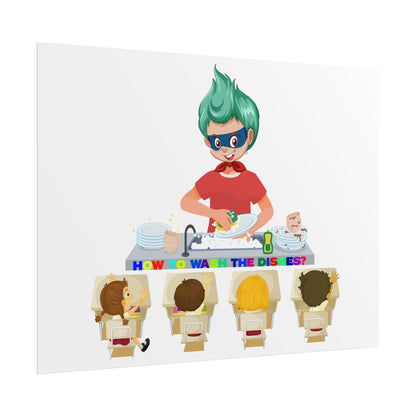 Rolled Posters - Little kiddo teaching to wash dishes - [[{"value":"Wonderwear Kid"}]]