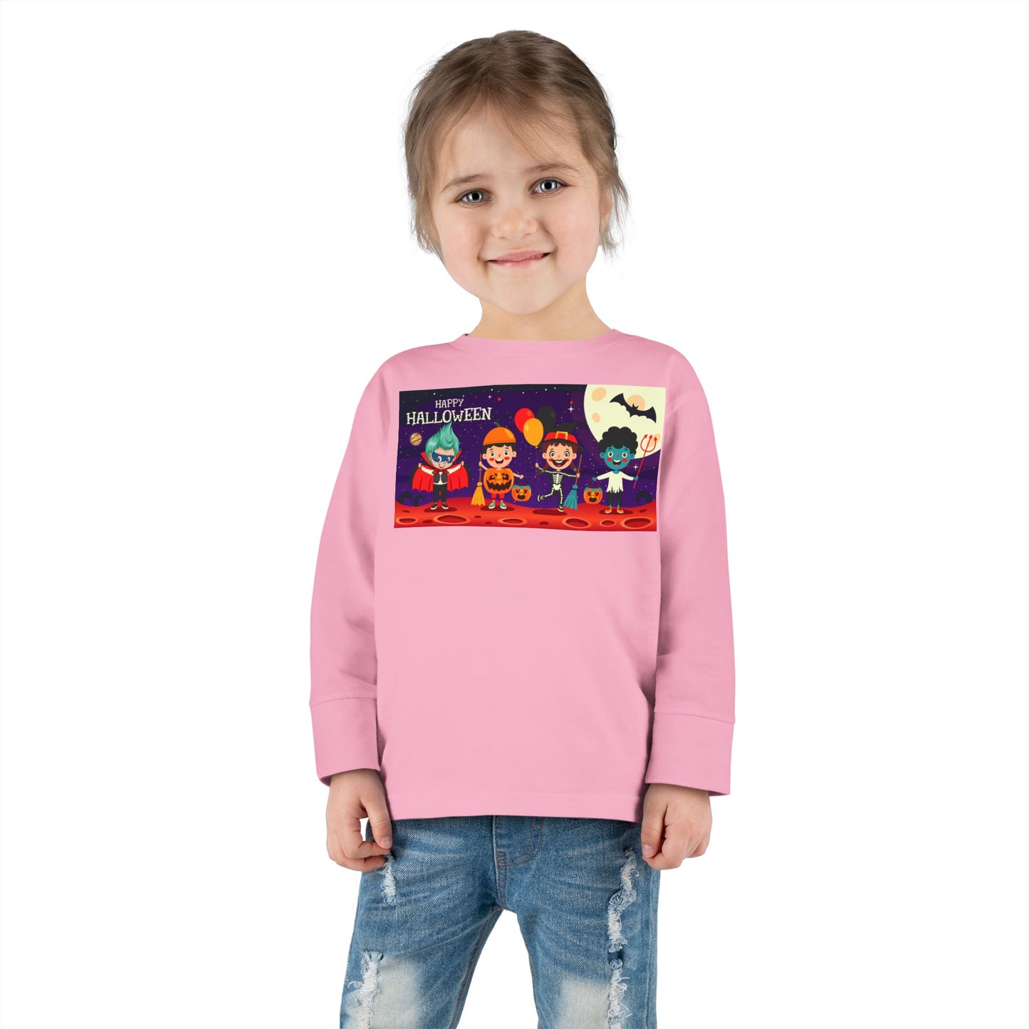 Toddler Long Sleeve Tee - Super kiddo with friends on holloween
